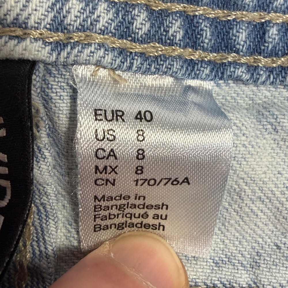 H&M Divided Womens 8 Light Blue Y2K Retro Wide Leg Baggy Flare Jeans Skater Girl - Picture 4 of 11